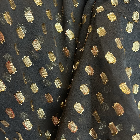 BANANA REPUBLIC POLKADOT GOLD/ BLACK MINI RUFFLE DRESS - Picture 5 of 5